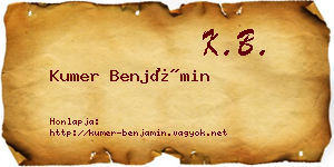 Kumer Benjámin névjegykártya
